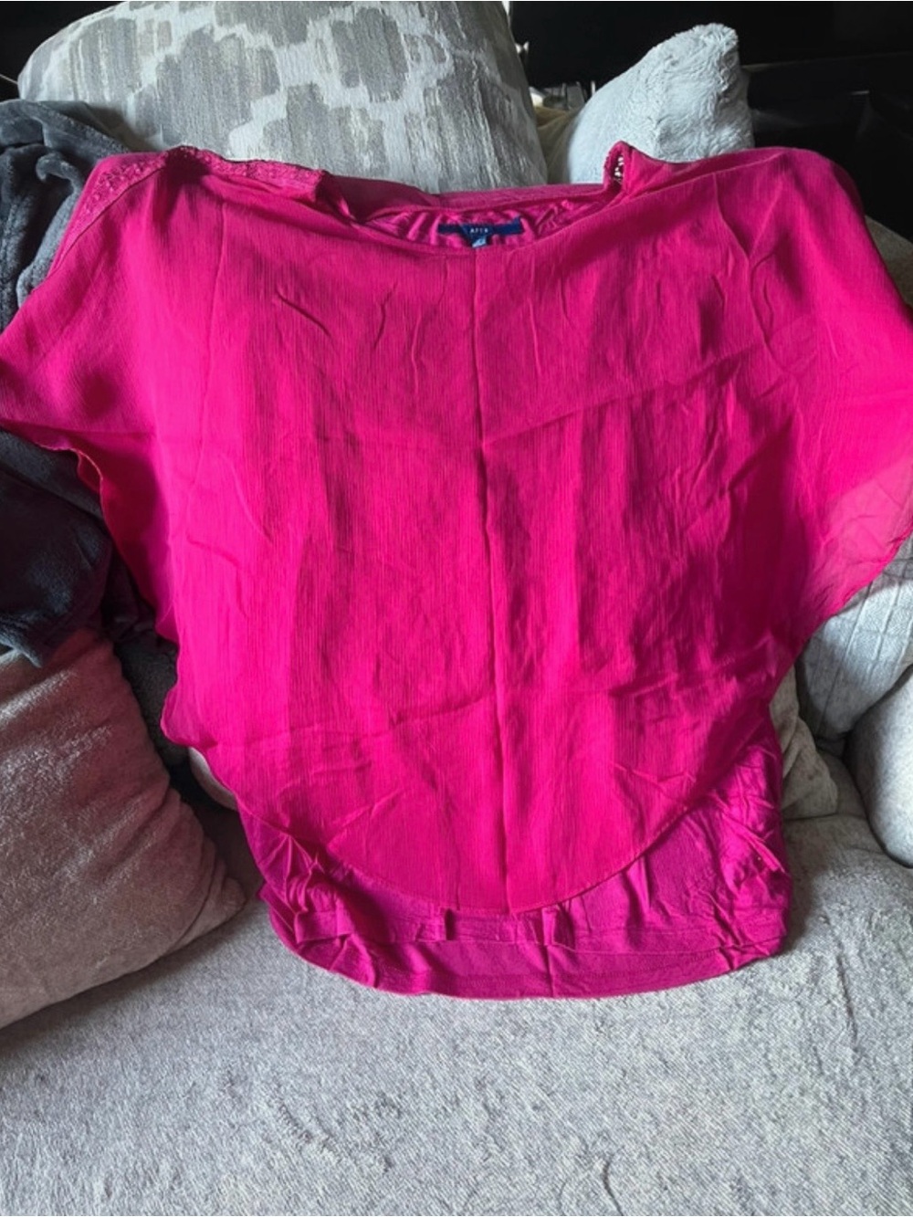 Apt. 9 Hot pink / fuchsia layered poncho blouse